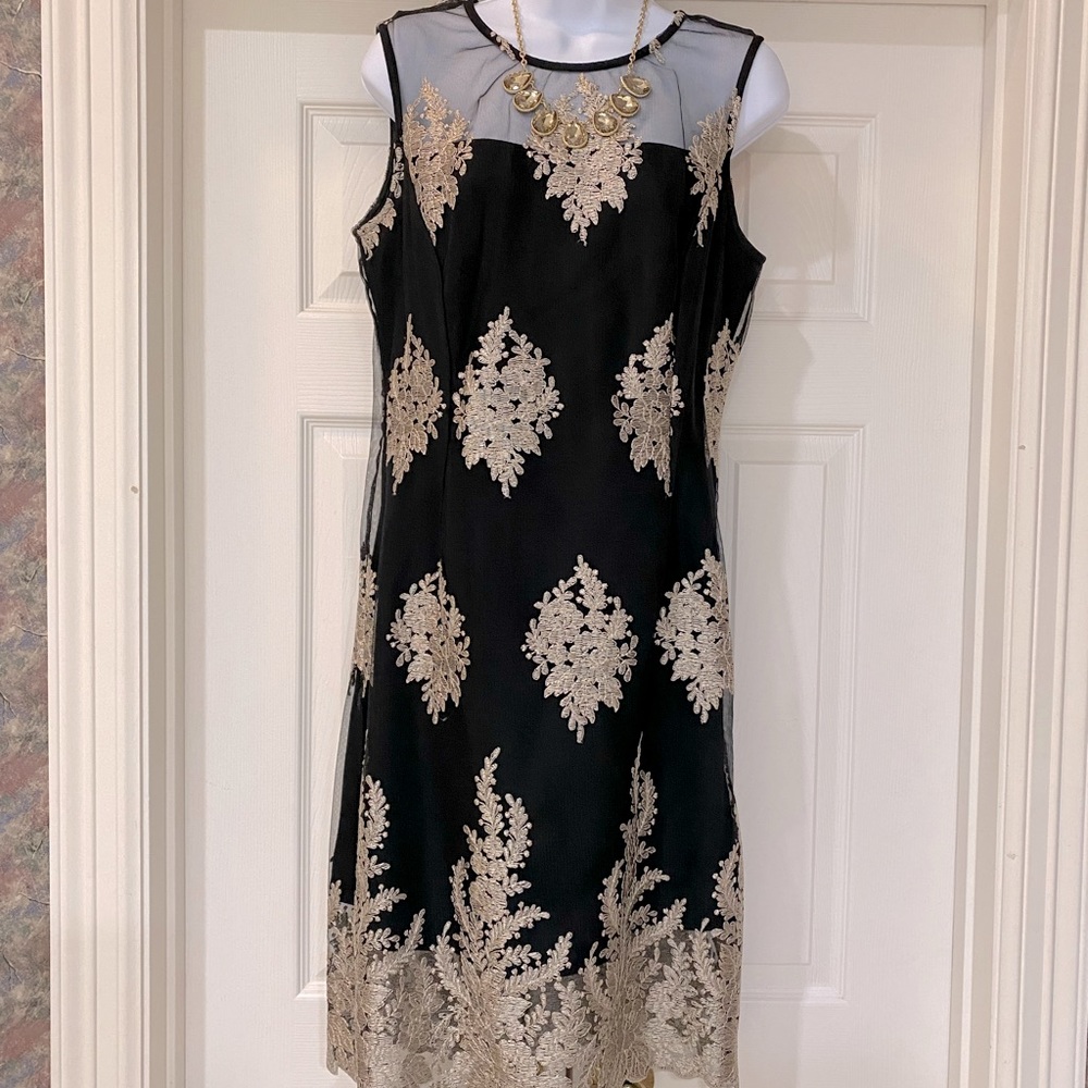 Black and Gold Cocktail Dress Size 8